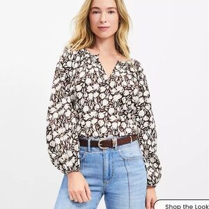 NWT Loft Tulip Button Sleeve Blouse